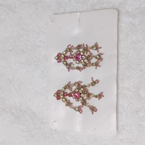 Pink and Silver Indian Style Earrings